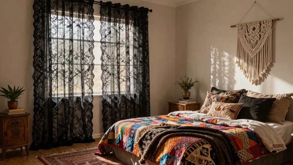 17 Black Lace Curtains Bedroom Ideas for Dramatic Texture