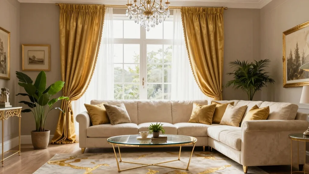 17 Gold Curtains Living Room Ideas for Glam Touch