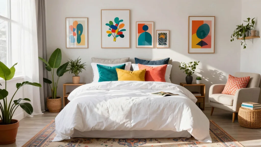 17 White Bedding with Pops of Color Ideas for Bright Rooms