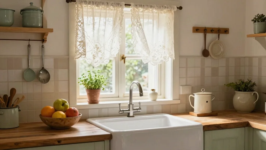 18 Charming Vintage-Inspired Small Kitchen Window Over Sink Curtains Ideas