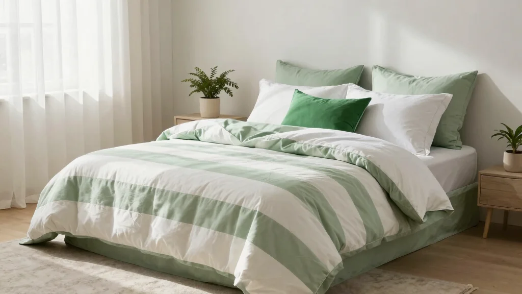 18 Green and White Striped Bedding Ideas for Fresh Looks