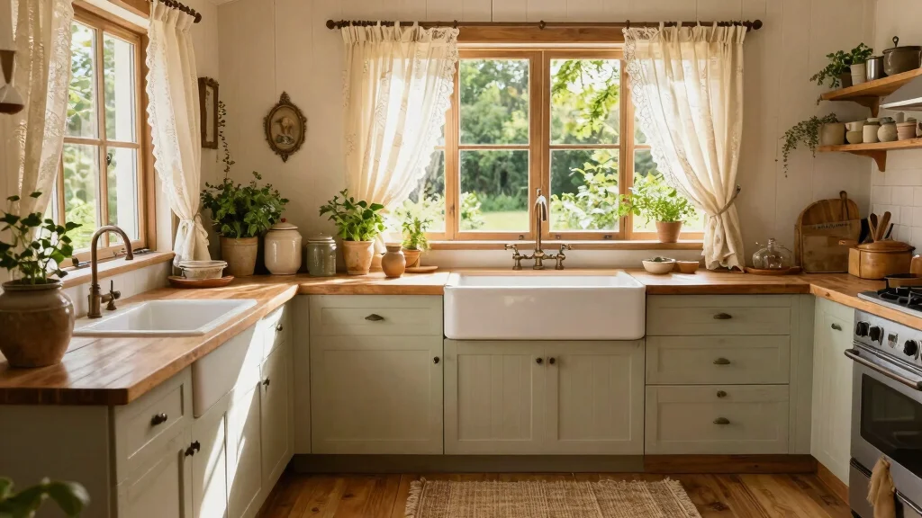 18 Kitchen Window with Curtains Ideas for Warm Style