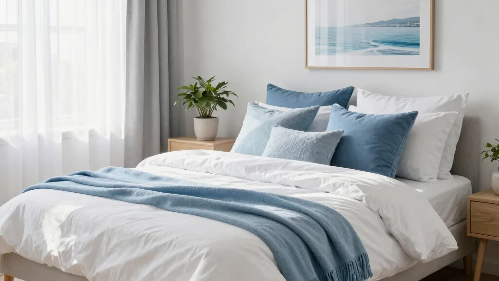 19 White Bedding Blue Accents Ideas for Fresh Contrast