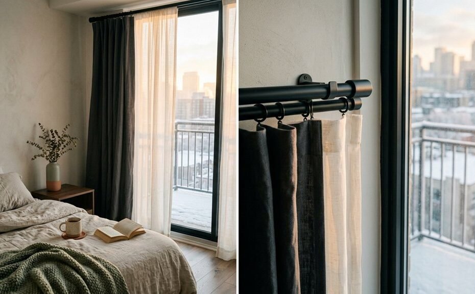 top double blackout curtain rods