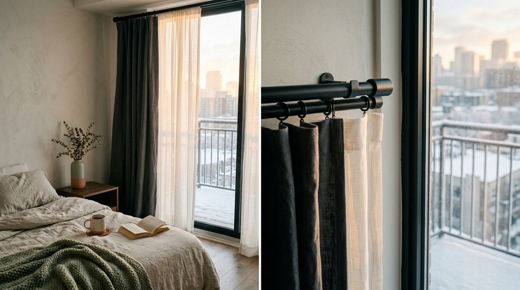 top double blackout curtain rods