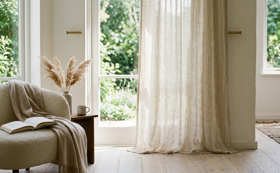 top white linen curtain picks